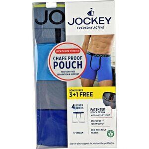 Jockey Everyday Active Boxer Briefs 4Pack Microfiber Chafe Proof Pouch NEWMedium